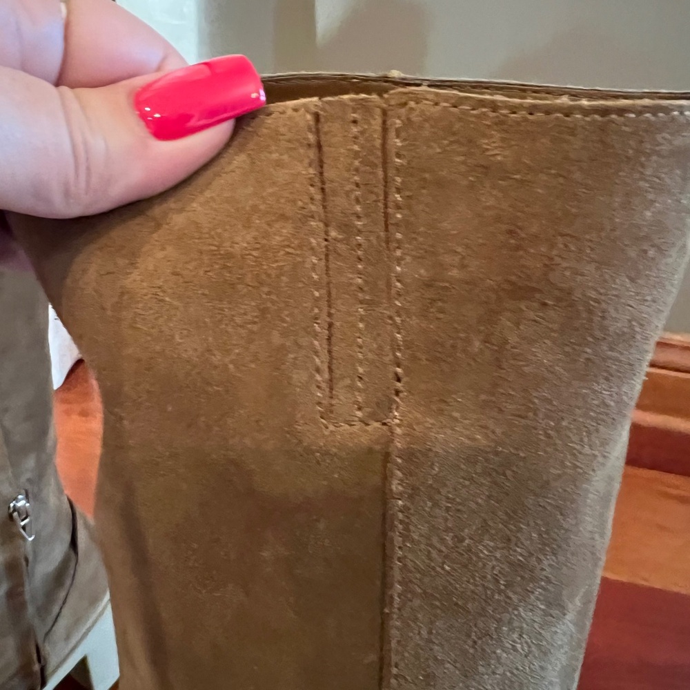 Dolce Vita Taupe Suede Knee-High Chunky Heel Boots - Picture 8 of 9